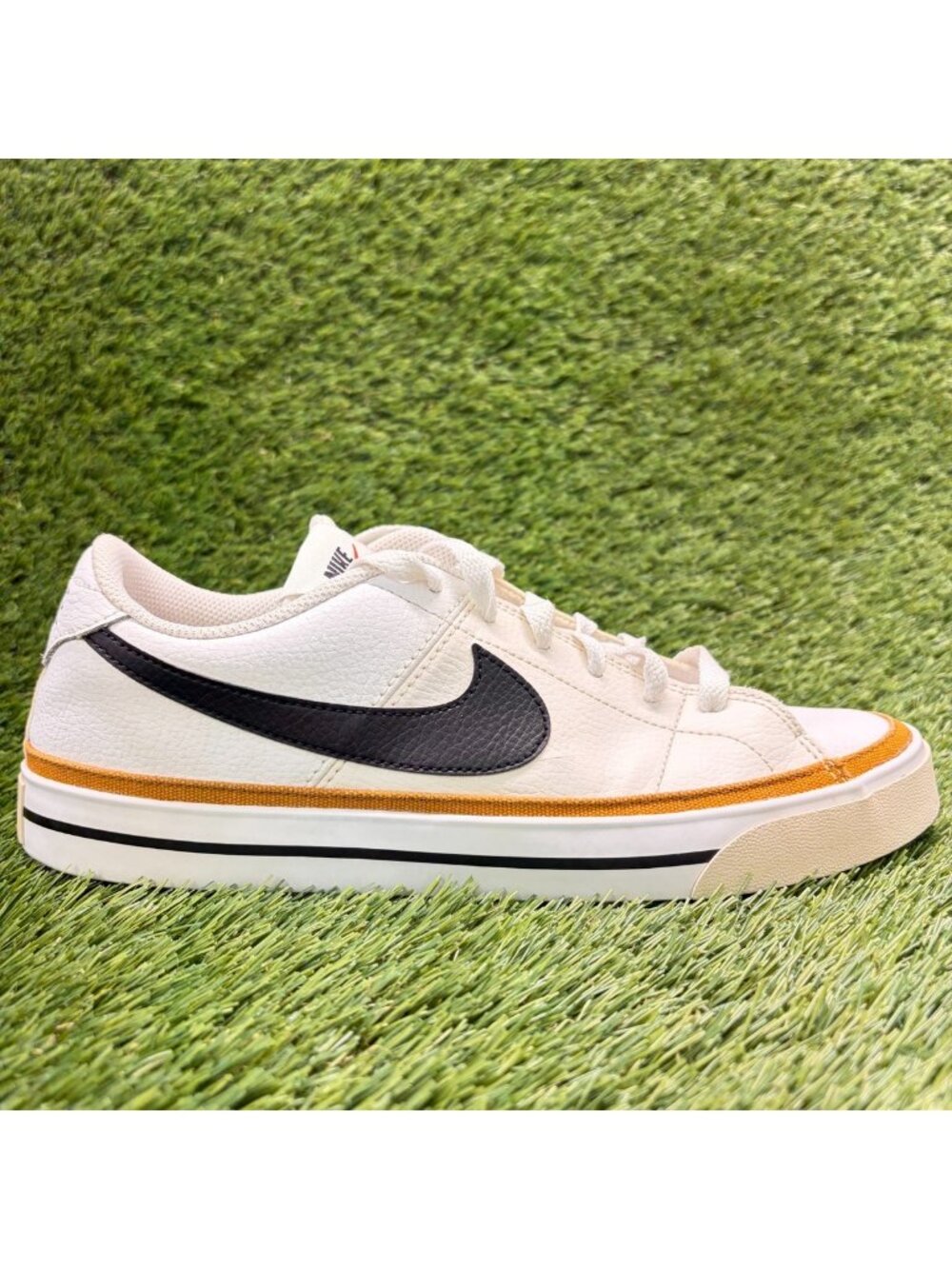 Nike Court Legacy Low Mens Size 9.5 White Black Athletic Leather Shoes Sneakers